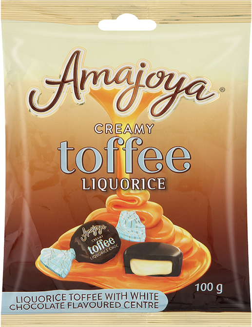 Amajoya Creamy Liquorice Toffee with White Chocolate Flavoured Centre 100 g