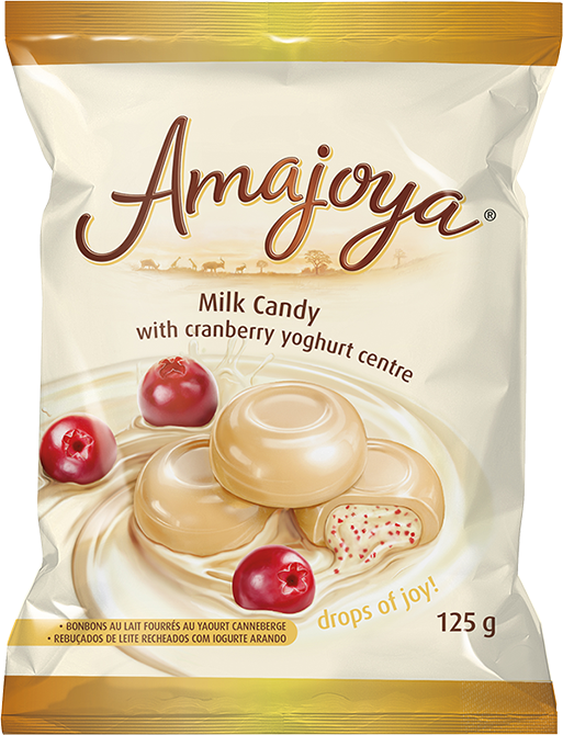 Amajoya Milk Candy with Cranberry Yoghurt Centre 125 g