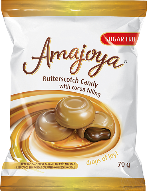 Amajoya Sugar Free Butterscotch Candy with Cocoa Filling 70 g